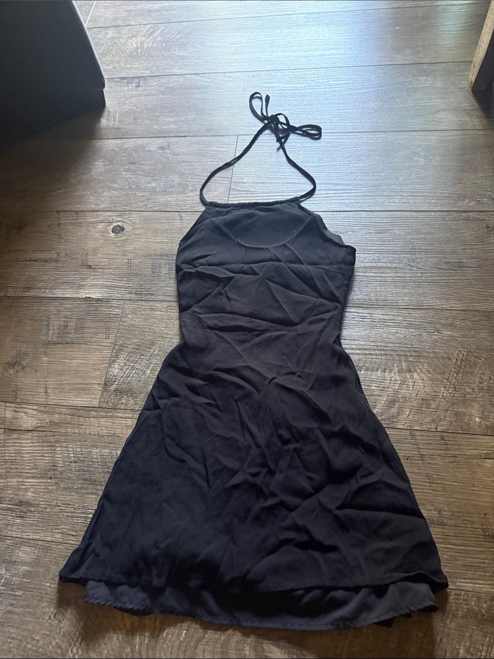 Lulu's Black Halter Tie Mini Dress